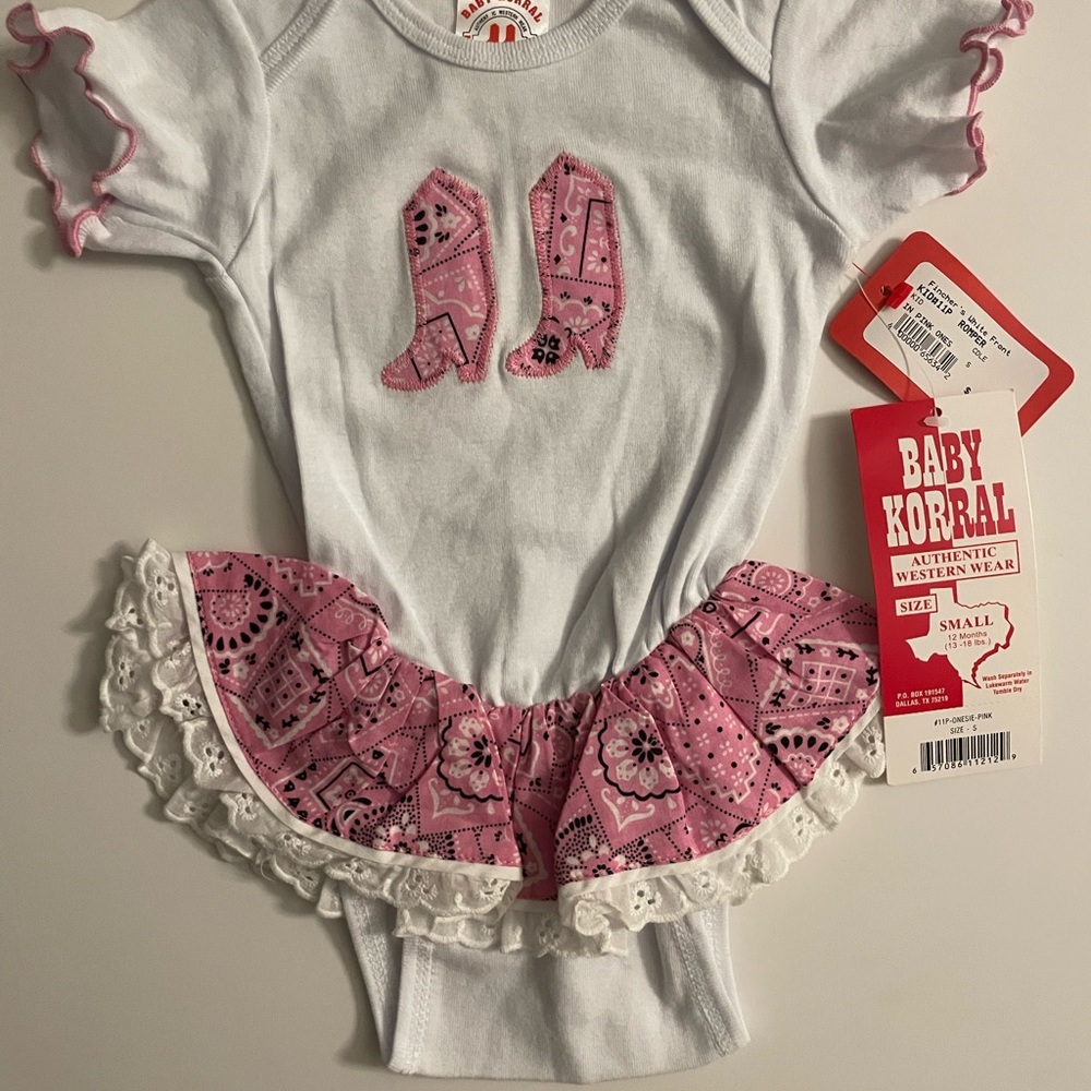 White and Pink Western Bodysuit
